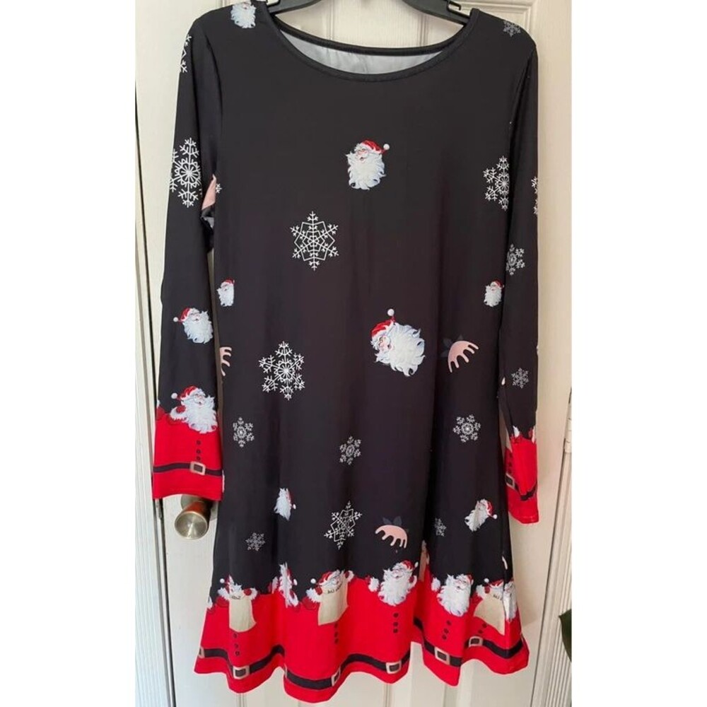 Christmas Long Sleeve  Swing Dress Evening Party Dress